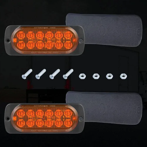 Vista 7 de Paquete de 2 luces LED ámbar de aluminio para remolque, señal de giro, freno de estacionamiento, luces de montaje en superficie impermeables