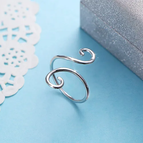 Vista 2 de DAOCHONG Anillo Abierto Ajustable Envolvente de Plata Esterlina S925 para Mujer Sencillo