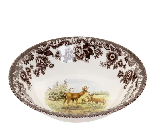 Vista 9 de Spode Woodland American Wildlife Ascot - Cuenco para cereales, diseño de bisonte, cuenco de loza fina de 8 pulgadas para cereales, ensaladas