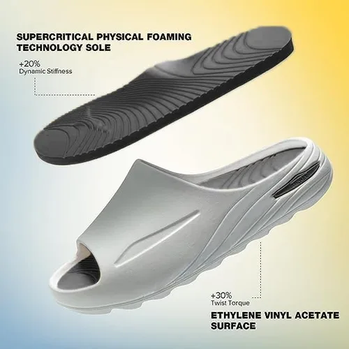 Vista 3 de FEINOAR Sandalias de baloncesto para hombre de tecnología suave con soporte de arco para alivio de fascitis plantar, recuperación deportiva, puntera
