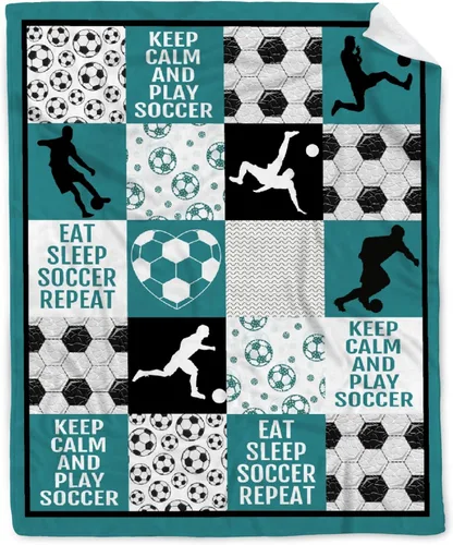 Vista 11 de Manta de fútbol para niñas, regalos de fútbol para niñas y niños, manta de franela de forro polar suave y cálida para niñas, regalos de fútbol