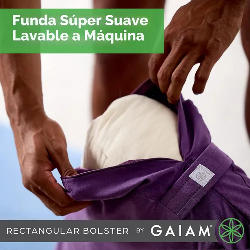Vista 5 de Almohada Gaiam redonda para yoga, cojín suave para meditación, masaje y soporte de espalda, relleno de algodón transpirable, funda de microfibra