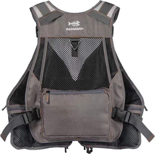 Vista 6 de Bassdash - Chaleco de pesca con mosca de múltiples bolsillos, tamaño ajustable, regalo para hombres y mujeres Marrón