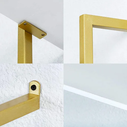 Vista 4 de Estante de pared de metal industrial, estantes flotantes montados en la pared, estantes de libros de madera real de 24 pulgadas, estantes de pared