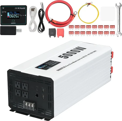 Vista 14 de Inversor de Potencia de 1000 Vatios Potencia Pico 2000W Onda Sinusoidal Pura 12V DC a 120V AC Convertidor RV con Control Remoto Inalámbrico Pantalla