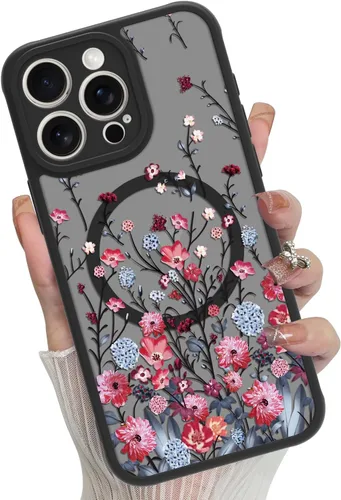Vista 25 de Funda magnética para iPhone 17 Pro [compatible con MagSafe], bonita funda de moda con estampado de leopardo negro, translúcida, mate, parte trasera