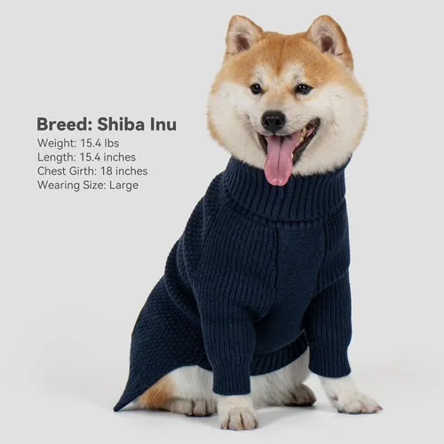 Vista 8 de cyeollo Suéter para perro pequeño, suéteres cálidos de cuello alto para perros pequeños, sudadera tejida para perrito con mangas, suéter de otoño e