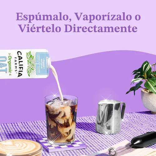 Vista 5 de Califia Farms - Mezcla de Avena Orgánica Barista, 32 oz (Paquete de 6), Estable en Estantería, Sin Lácteos, A Base de Plantas, Vegano, Sin OGM