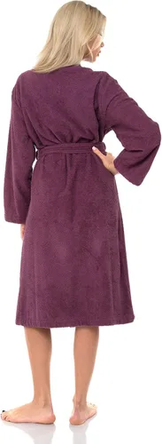 Vista 2 de TowelSelections Terry bata de baño tipo kimono de algodón turco, fabricada en Turquía, para mujer
