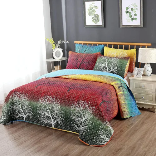Vista 2 de Swanson Beddings Juego de colcha de árbol de arco iris: edredón y una funda de almohada (individual)