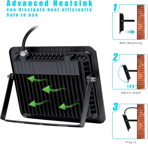 Vista 5 de Luz negra LED de 395 nm de 10 W con enchufe e interruptor estándar de EE. UU., cable de alimentación de 4.9 pies, luz negra impermeable IP66 se