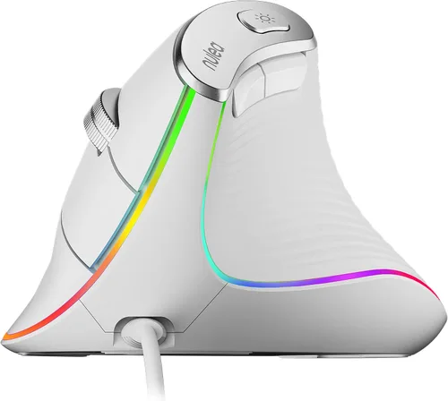 Vista 10 de Nulea M504 Ratón Vertical con Cable, Ratón Óptico Ergonómico USB con 4 DPI Ajustables, 11 Modos de Retroiluminación RGB, Compatible para Laptop, PC
