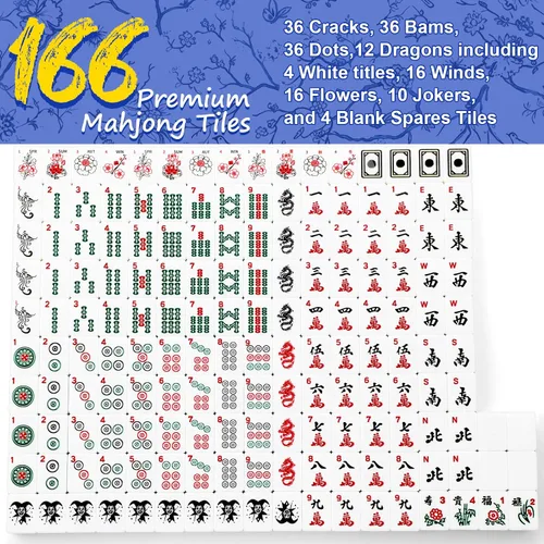 Vista 4 de Juego completo de 179 piezas de azulejos Mahjong americanos