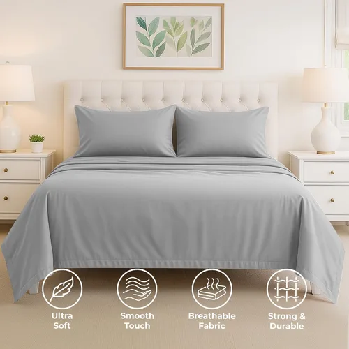 Vista 111 de Pure Bedding Juego de Sábanas Twin - Sábanas de Cama de Microfibra Ultra-Suave 1800 - Doble Cepillado - Bolsillos Profundos - Ajuste Fácil - Extra