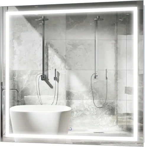 Vista 8 de Krugg Espejo de baño LED cuadrado de 24 x 24 pulgadas Espejo de tocador iluminado incluye atenuador y desempañador Montaje en pared vertical u