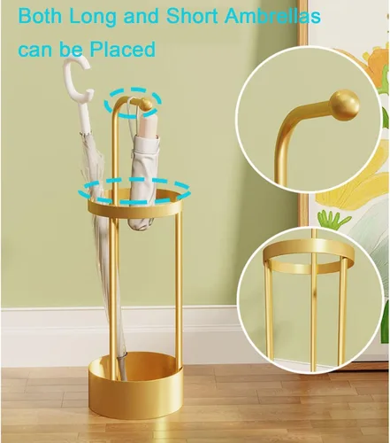 Vista 7 de Umbrella Stand Holder Organizer Entryway Freestanding, for Canes, Walking Sticks Umbrella Racks, Metal Umbrella Holder (Color : Gold)