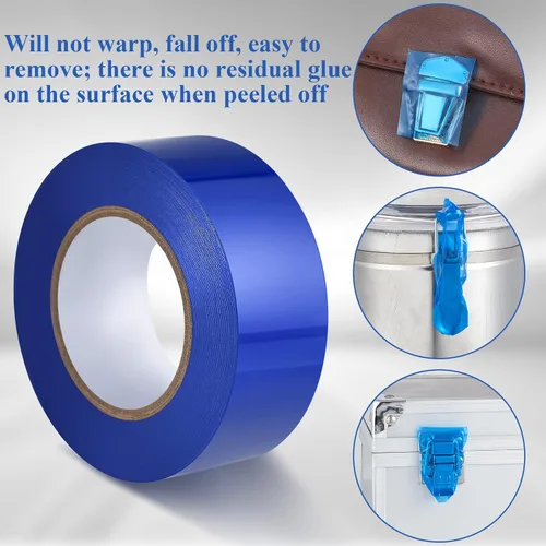 Vista 5 de Frienda 2 rollos de cinta transparente extraíble para arañazos, cinta azul para ventana, superficie azul, suministros de ventana autoadhesiva