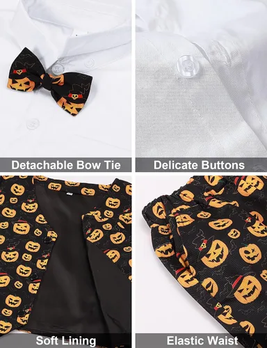 Vista 21 de A&J DESIGN Conjunto de traje de caballero para niños pequeños, 3 piezas, camisas, chaleco y pantalones