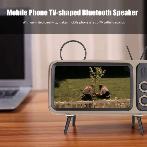Vista 2 de Ciglow Altavoz Bluetooth, altavoz Bluetooth estéreo retro HD portátil para TV para teléfono móvil de 6 pulgadas (gris)