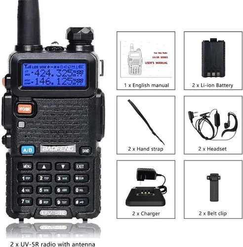Vista 6 de BAOFENG UV-5R Radio bidireccional Radio de mano jamón de doble banda Walkie