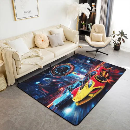 Vista 14 de Feelyou Alfombra de área con diseño de rosas de 3 x 5 para niños, con flores de Buterfly y luna, alfombra decorativa para dormitorio, niños, niñas