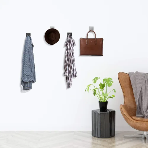 Vista 7 de Ganchos adhesivos, gancho de toalla de acero inoxidable, colgador adhesivo para cocina y puerta, ganchos de pared de baño para colgar toallas