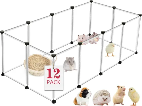Vista 8 de VISCOO Corralito de 12 Paneles para Animales Pequeños, 48" x 24" x 16" Corralito para Mascotas con Alfombrilla Impermeable, Jaula C&C