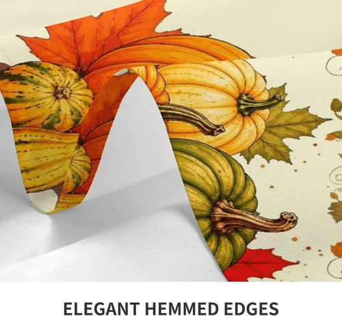 Vista 6 de Mantel de Otoño de Acción de Gracias con Hojas de Calabaza, Mantel Rectangular Lavable de Cuadros Rústicos para Decoración de Cocina y Comedor