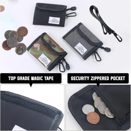 Vista 5 de T.CONTACT - Cartera con cordón para el cuello con cremallera, monedero, tarjetero para hombres, mujeres, niños y niños, Negro -, Cartera para niños