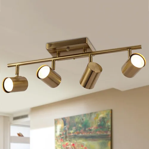 Vista 9 de ZEVNI Moderna luz LED de pista, iluminación de pista de 4 luces negras doradas, foco de barra de riel ajustable negro mate, 19.5 x 6.5 x 4.5 pulgadas