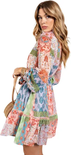 Vista 2 de Vestido de manga larga con estampado de flores multicolor