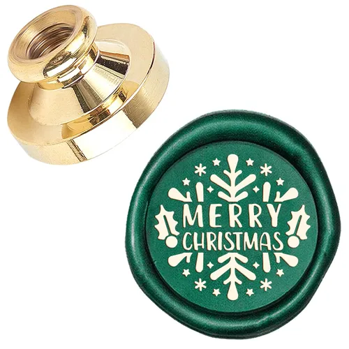 Vista 18 de CRASPIRE Sello de cera de sellado de Feliz Navidad, árbol de Navidad, estrella X'Mas EVE de 0.984 in, sello de cera reemplazable, cabeza de latón
