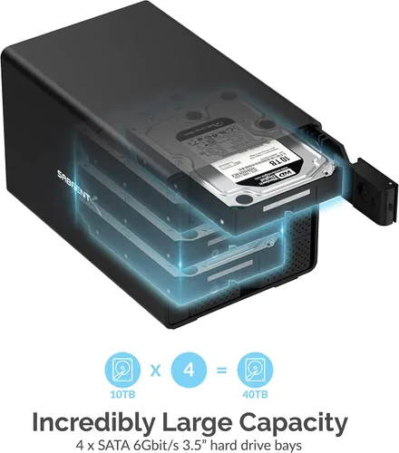 Vista 5 de SABRENT - Carcasa para disco duro USB-C de 4 bahías, estación de acoplamiento (DS-SC4B)