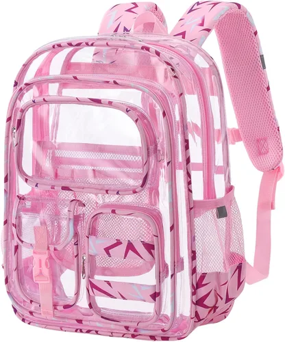 Vista 17 de Mochila transparente de tres capas, bolsa transparente resistente para niños, mochila transparente para niñas y niños (beige)