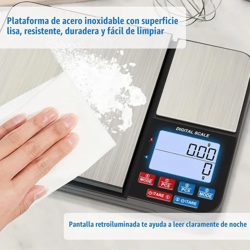 Vista 5 de Báscula digital de cocina de doble plataforma de 22 libras, báscula
