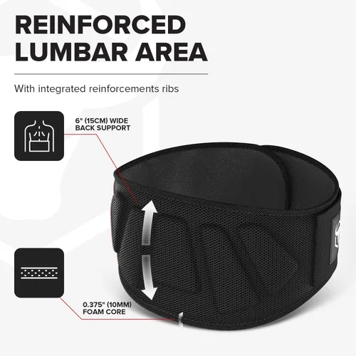 Vista 4 de Cinturón para levantamiento de pesas para hombres y mujeres - Soporte de espalda con bloqueo automático de 6 pulgadas, soporte de espalda para Negro