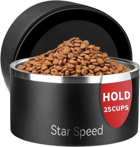 Vista 14 de StarSpeed - Cuencos aislados de acero inoxidable para perros de 24 onzas (color negro)