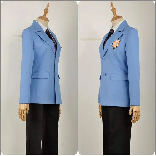 Vista 3 de Cos-Love Ouran High School Fujioka Haruhi Cosplay Disfraces, Uniforme para adultos Blazer Camisa Pantalones Tie Suit Halloween Dress Up