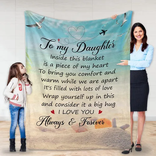Vista 8 de Regalos para hija de mamá y papá – Manta con texto en inglés "To My Daughter", regalo pensado para el día de la madre, cumpleaños o graduación