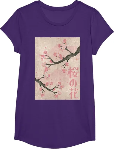 Vista 38 de Cherry Blossom Japanese Vintage Woodblock Japan Pink Sakura T-Shirt Asphalt Grey