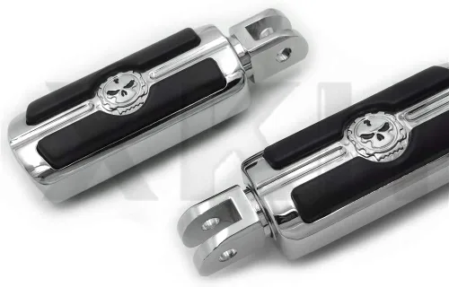 Vista 4 de SMT- Estriberas cromadas de calavera compatibles con Harley 2018 y posteriores FXBB FXBR FXBRS FXLR 2019 Street Bob [B07P5H6Z2M] Cromo 1