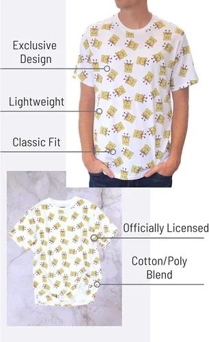 Vista 4 de Camiseta Bob Esponja para Adultos, Blanco