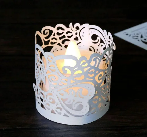 Vista 7 de Juego de 50 portavelas sin llama para velas LED (no incluidas) (Negro)