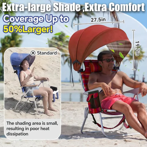 Vista 2 de DaisyInner 2 piezas de silla de playa sombrilla plegable extra grande con abrazadera ajustable para playa, camping, pesca, sala de estar al aire