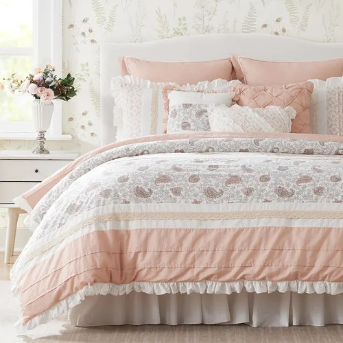Vista 9 de Madison Park - Juego de edredón Dawn, 100% algodón, tipo Shabby Chic, diseño moderno rústico, ropa de cama para todas las estaciones, fundas a Aqua