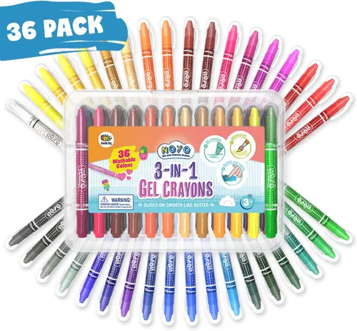 Vista 8 de DOODLE HOG Crayones lavables de 12 colores, para niños y niños pequeños, acuarela, no tóxicos, 3 en 1, para niños de 4 a 8 años