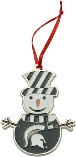 Vista 14 de BYU Cougars (Brigham Young University) Adorno de Navidad de metal con muñeco de nieve