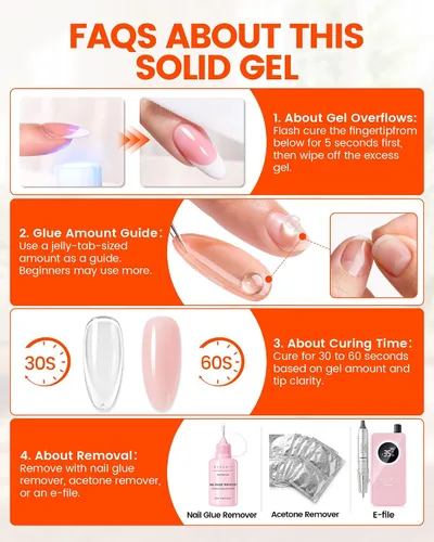 Vista 9 de Makartt Pegamento en gel sólido para uñas: pegamento para uñas súper fuerte para uñas postizas y acrílicas, diseño de arte en uñas de gel 3D