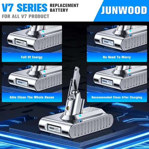 Vista 3 de Batería de repuesto mejorada de 10000 mAh 21.6 V 229687 para Dyson V7 batería con pantalla LCD compatible con 225403 SV11 V7 Animal Motorhead