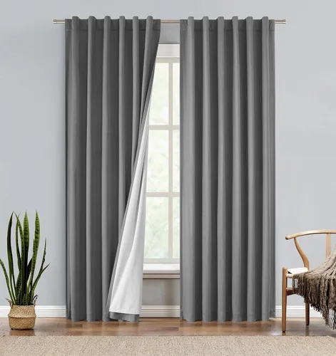 Vista 15 de Central Park Panel de cortina opaca completa de lino de algodón con bolsillo para barra, lazo trasero, tratamiento de ventana para sala de estar